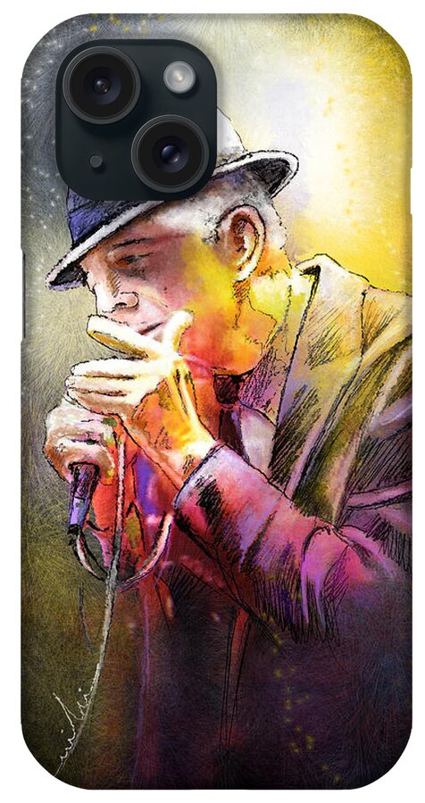 Leonard Cohen iPhone Case featuring the painting Leonard Cohen 02 by Miki De Goodaboom