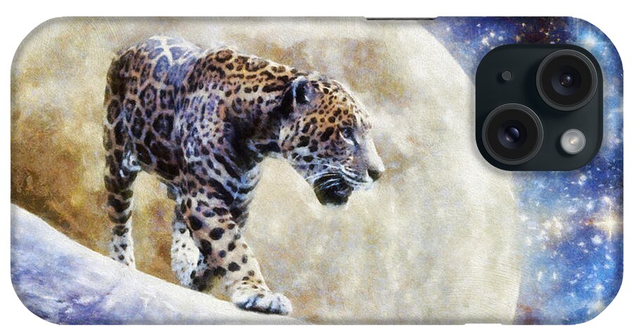 Leopard iPhone Case featuring the painting Leopard Moon by Greg Collins