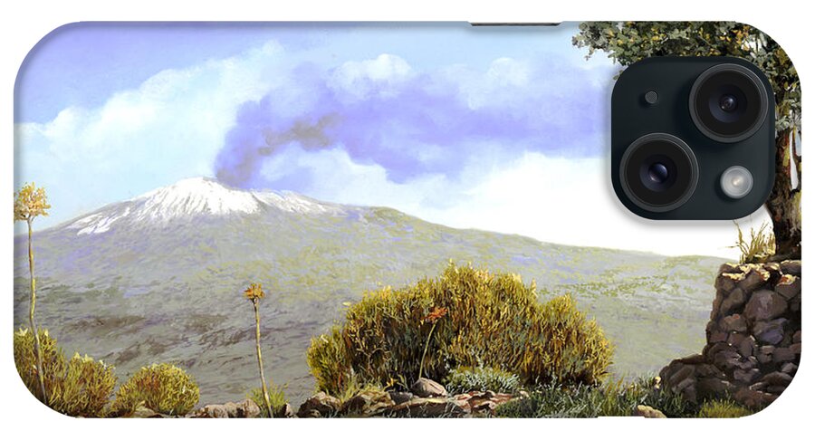 Volcano iPhone Case featuring the painting l'Etna by Guido Borelli