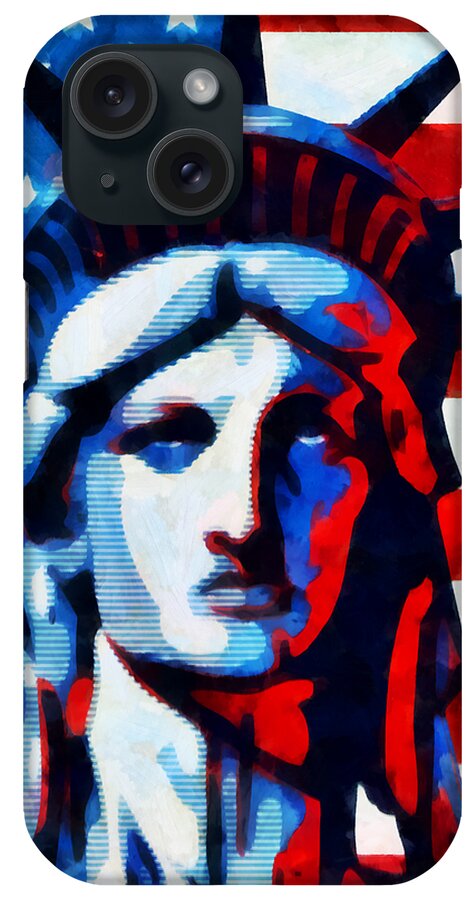  Liberty iPhone Case featuring the mixed media Liberty 2 by Angelina Tamez