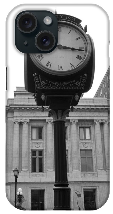 Kelly Hazel iPhone Case featuring the photograph Liberty Mutual Clock by Kelly Hazel