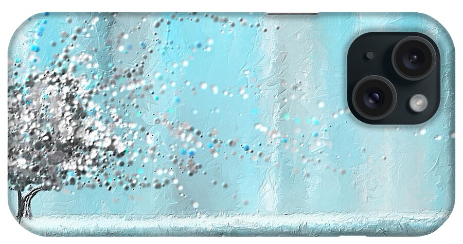 Blue iPhone Case featuring the painting Light Blue And Gray by Lourry Legarde
