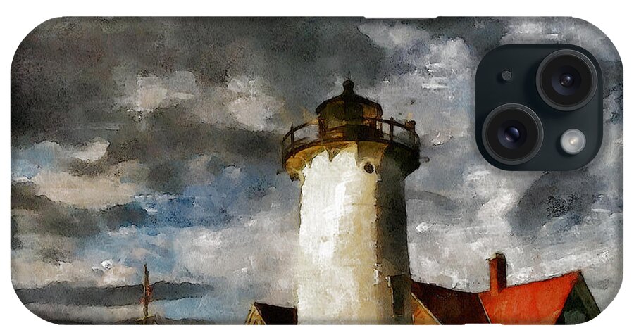 Impressionism iPhone Case featuring the painting Light House In A Storm by Georgiana Romanovna