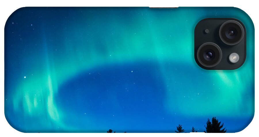 Aurora Borealis iPhone Case featuring the photograph Light Swirl on Rainy Lake by Lori Dobbs