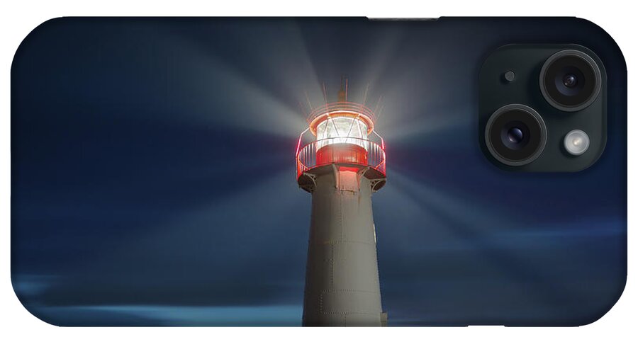 Outdoors iPhone Case featuring the photograph Lighthouse At Night by Siegfried Layda