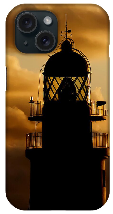 Antique iPhone Case featuring the photograph lighthouse dawn in the north coast of Menorca by Pedro Cardona Llambias