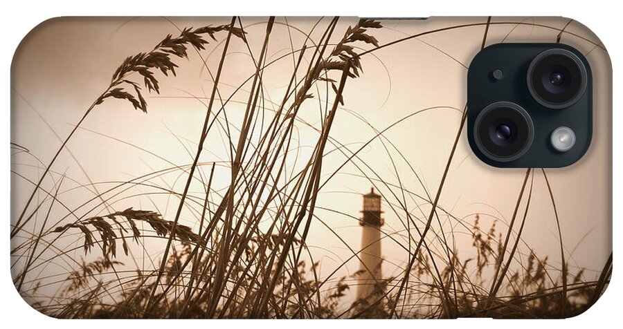 Lighthouse iPhone Case featuring the photograph Lighthouse in the Distance inn Sepia by Laurie Perry