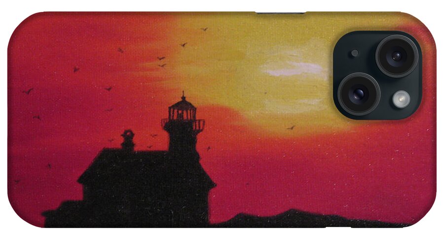 Kimber Butler Lighthouse Painting iPhone Case featuring the painting Lighthouse silhouette by Kimber Butler