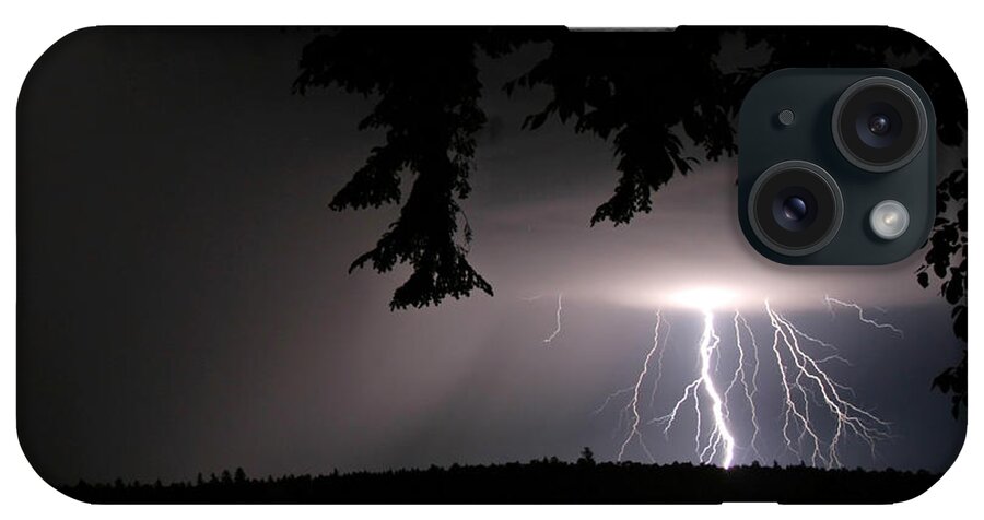 Lightning iPhone Case featuring the photograph Lightning at Night by Barbara West