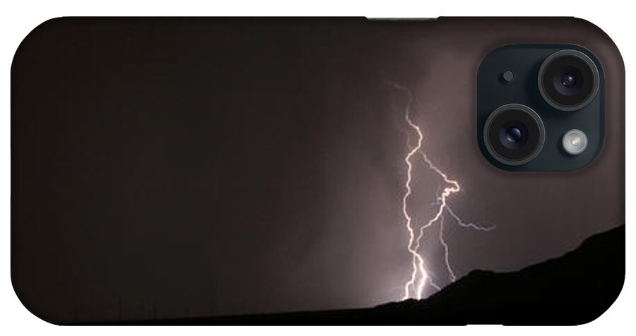 Lightning iPhone Case featuring the photograph Lightning on the hill. by Balanced Art
