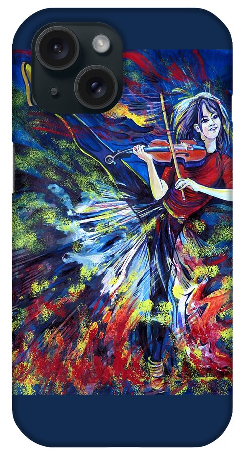 Lindsey Stirling iPhone Case featuring the painting Lindsey Stirling. Dancing Violinist by Anna Duyunova