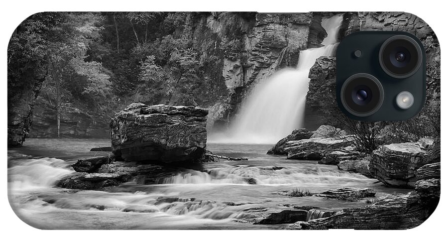 Linville Falls iPhone Case featuring the photograph Linville Falls Black and White by Mark Steven Houser
