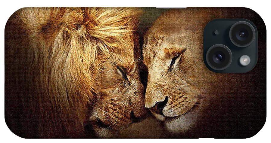 Lion iPhone Case featuring the painting Lion Love by Robert Foster