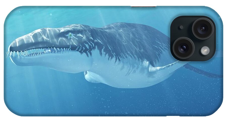 Prehistoric Era iPhone Case featuring the digital art Liopleurodon Marine Reptile, Artwork by Sciepro