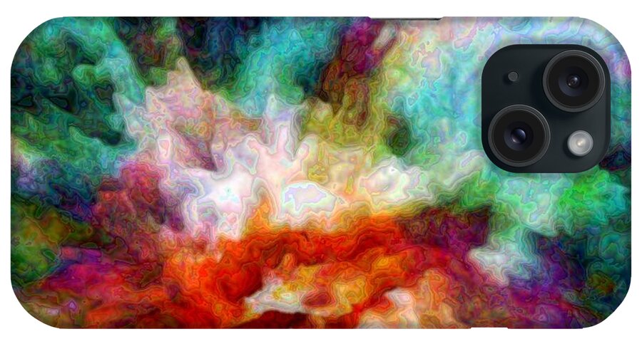 Abstract iPhone Case featuring the digital art Liquid colors - enamel edition by Lilia S