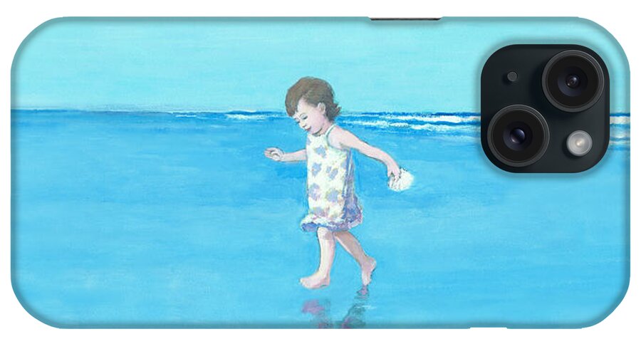 Beach Girl iPhone Case featuring the painting Little Beach Girl Panorama by J Reifsnyder