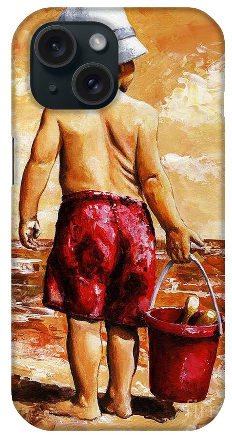Little Boy iPhone Case featuring the painting Little Boy on the Beach II by Emerico Imre Toth