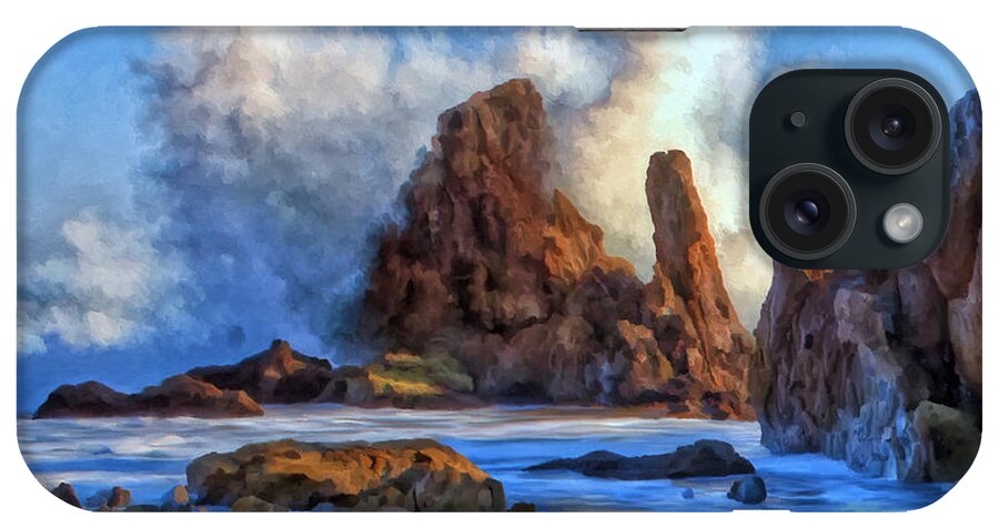 Southern California Coast iPhone Case featuring the painting Little Corona by Michael Pickett