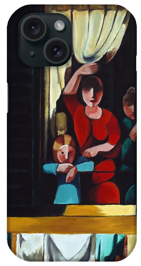 Mediterranean Art iPhone Case featuring the painting Little Girl At Window by William Cain