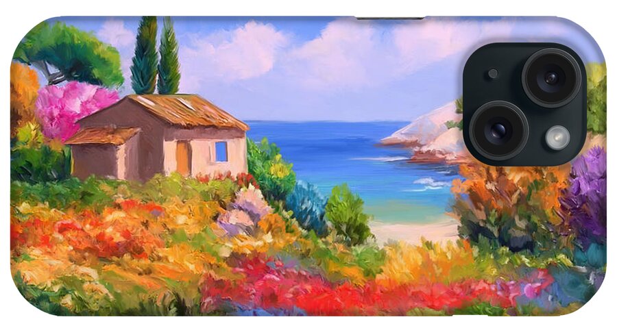 Little House By The Sea iPhone Case featuring the painting Little House By The Sea by Tim Gilliland