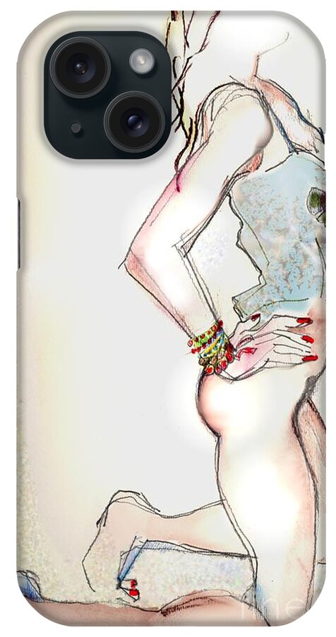 Female Nude iPhone Case featuring the painting Little Miss Sunshine - lingerie by Carolyn Weltman