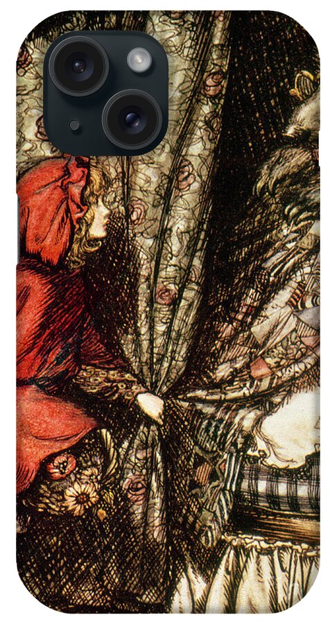 Fairytale iPhone Case featuring the drawing Little Red Riding Hood by Arthur Rackham