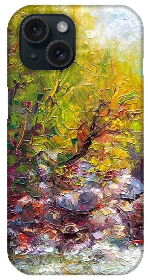 Impressionism iPhone Case featuring the painting Living Water - bridge over Little Su River by Talya Johnson