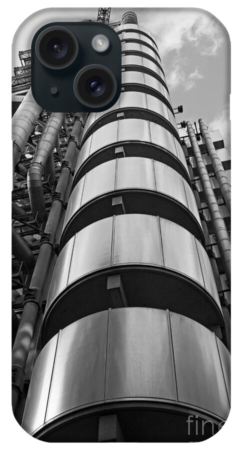  Uk England Mono Black White And Chelsea Lloyds Building London iPhone Case featuring the photograph Lloyds Building London by Julia Gavin