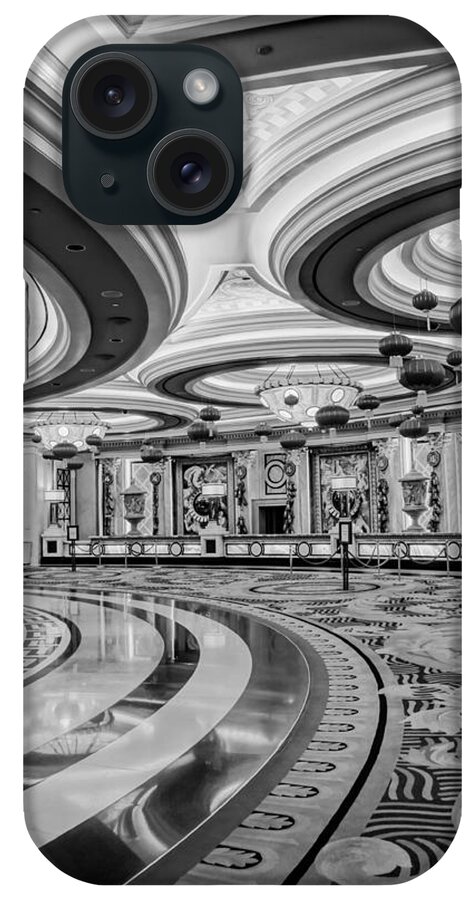 Caesars Palace iPhone Case featuring the photograph Lobby of Caesars in Black and White by Jenny Hudson