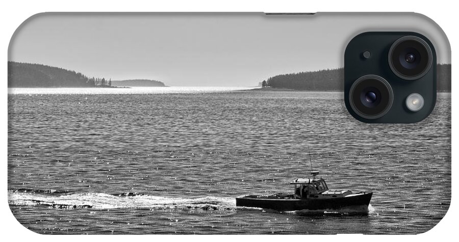 Acadia National Park iPhone Case featuring the photograph Lobster Boat And Islands Off Acadia National Park in Maine by Keith Webber Jr