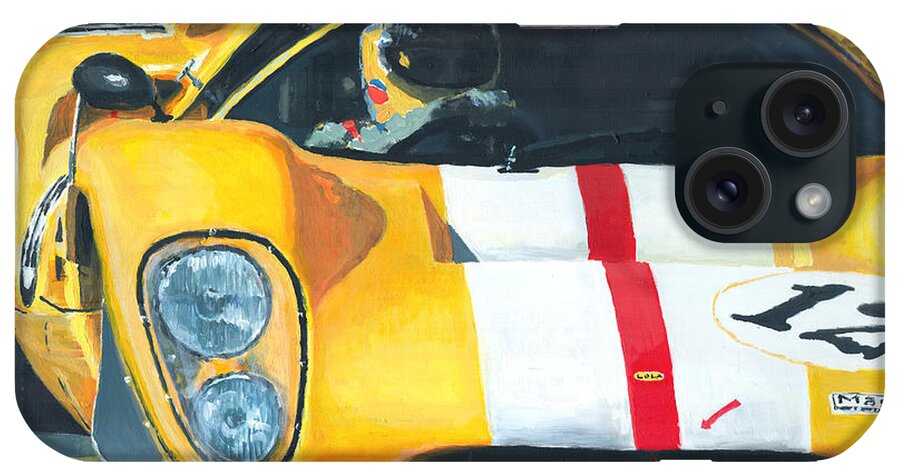 Acrilic On Canvas iPhone Case featuring the painting Lola T70 Mkiii/b 1969/1970 Season Cars Sebring Le Mans by Yuriy Shevchuk