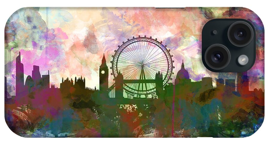 London iPhone Case featuring the painting London Skyline Watercolor by Bekim M