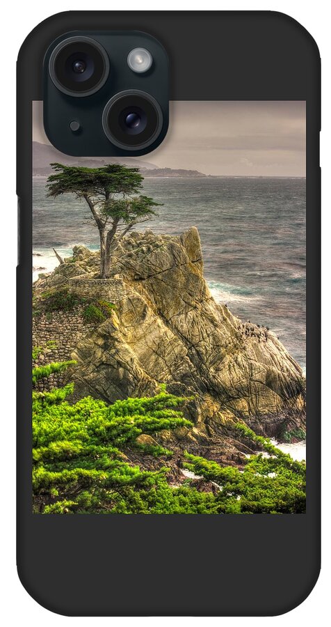 California iPhone Case featuring the photograph Lone Cypress on the Monterey Peninsula - No. 1 Looking Across Carmel Bay Spring Mid-Afternoon by Michael Mazaika