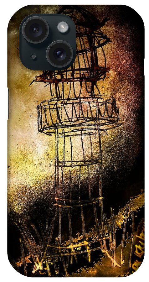 Lighthouse iPhone Case featuring the mixed media Lonely Lighthouse by Mimulux Patricia No