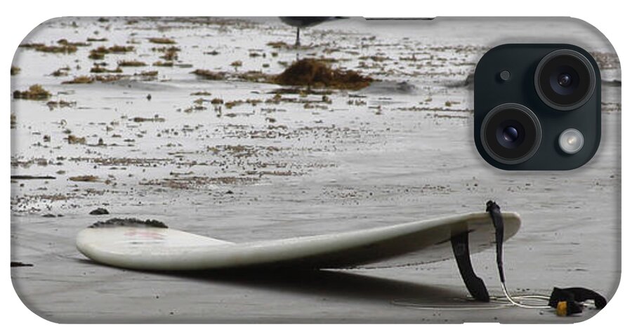 Surf iPhone Case featuring the photograph Lonely Surfboard LG by Chris Thomas