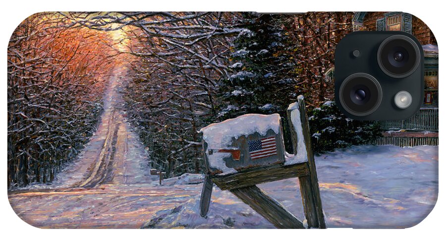 Winter Landscape iPhone Case featuring the painting Long Way From Home by Doug Kreuger