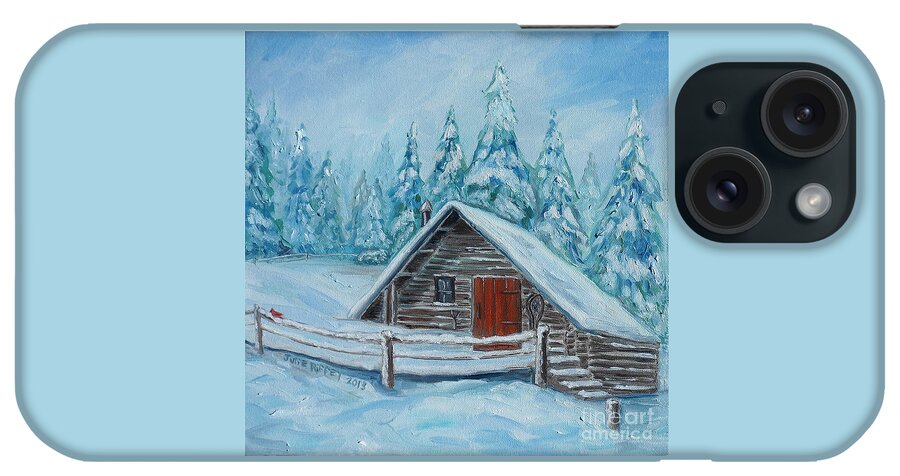 Cabin iPhone Case featuring the painting Lost Mountain Cabin by Julie Brugh Riffey