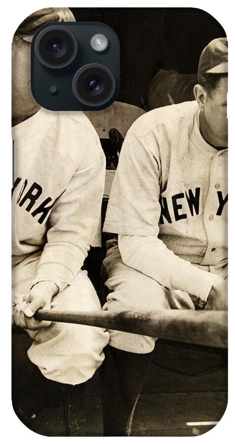 Lou Gehrig iPhone Case featuring the photograph Lou Gehrig and Babe Ruth by Bill Cannon