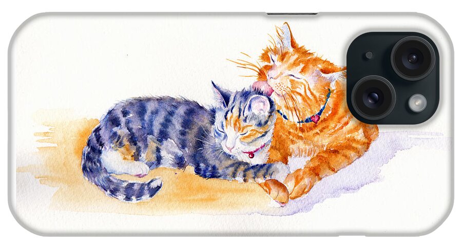 Cat iPhone Case featuring the painting Love is a touch by Debra Hall