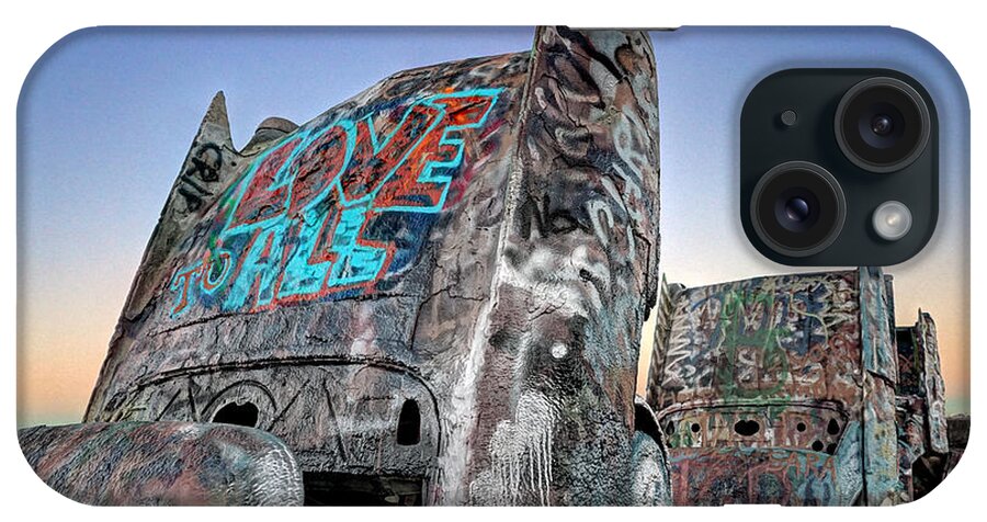 Graffiti iPhone Case featuring the photograph Love To All Cadillac Ranch by Martin Konopacki