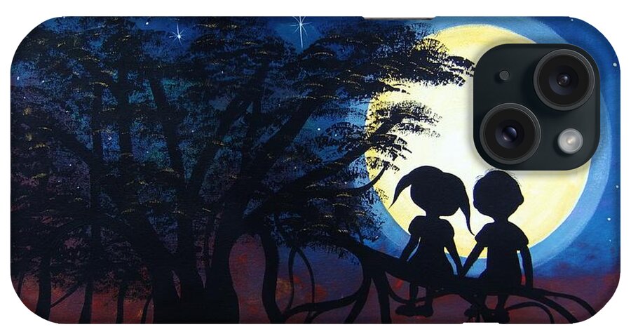 Moon iPhone Case featuring the painting Love Under the Banyan Tree by Cindy Micklos