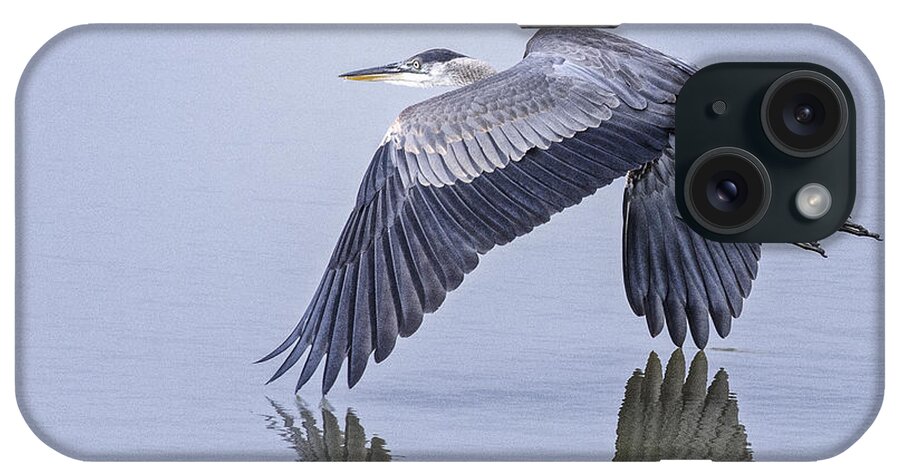 Heron iPhone Case featuring the photograph Low Flying Heron by Peg Runyan