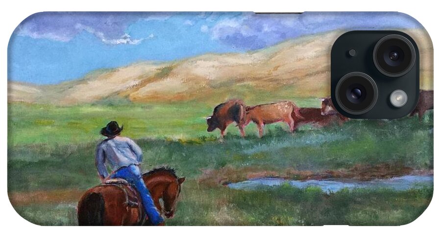 Cattle iPhone Case featuring the painting Lower Pastures by Patricia Amen