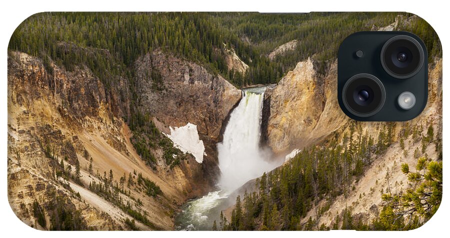 Lower Yellowstone Falls Waterfall Landscape Yellowstone National Park Wyoming iPhone Case featuring the photograph Lower Yellowstone Canyon Falls by Brian Harig