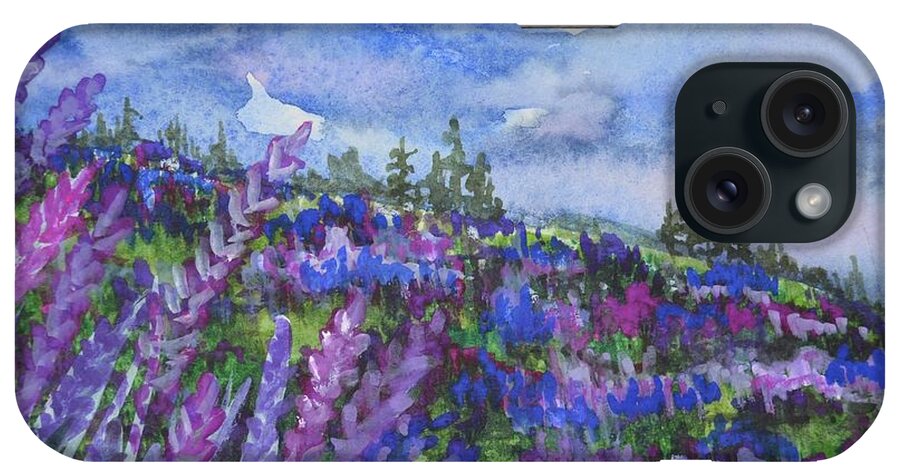 Lupine iPhone Case featuring the painting Lupine Fields by Kellie Chasse