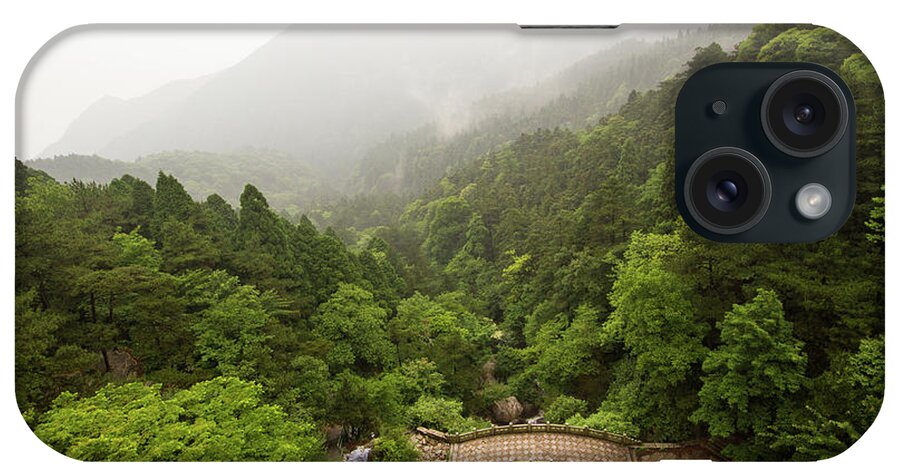 Built Structure iPhone Case featuring the photograph Lushan Footbridge In Mountains by Universal Stopping Point Photography