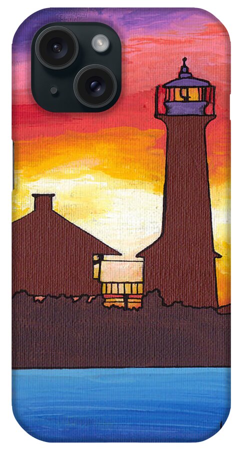 Lydia iPhone Case featuring the painting Lydia Anne Lighthouse at Sunset by Adam Johnson