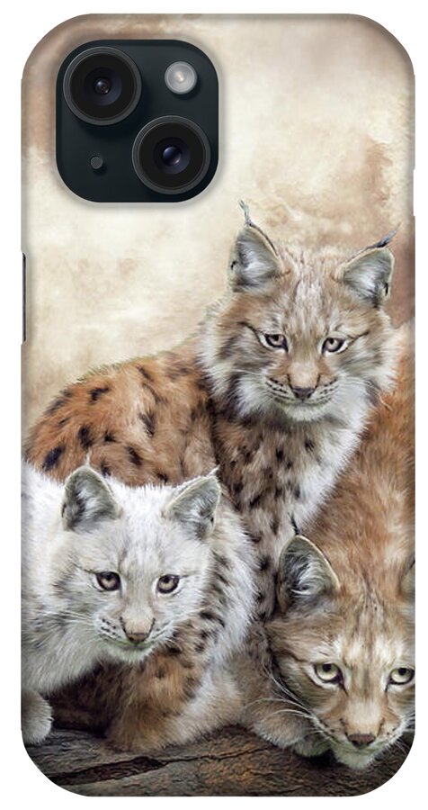 Lynx iPhone Case featuring the mixed media Lynx Moon by Carol Cavalaris