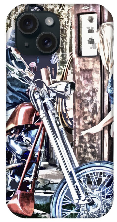 Motorcycle iPhone Case featuring the photograph M is For Motorcycle and Shes Cheap on Gas by Lesa Fine