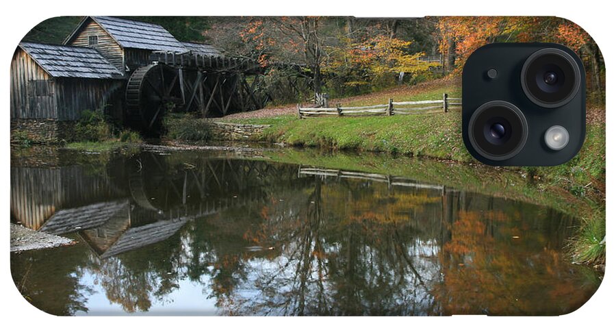 Landscape iPhone Case featuring the photograph Mabry Mill Autumn Reflection by Scott Cunningham